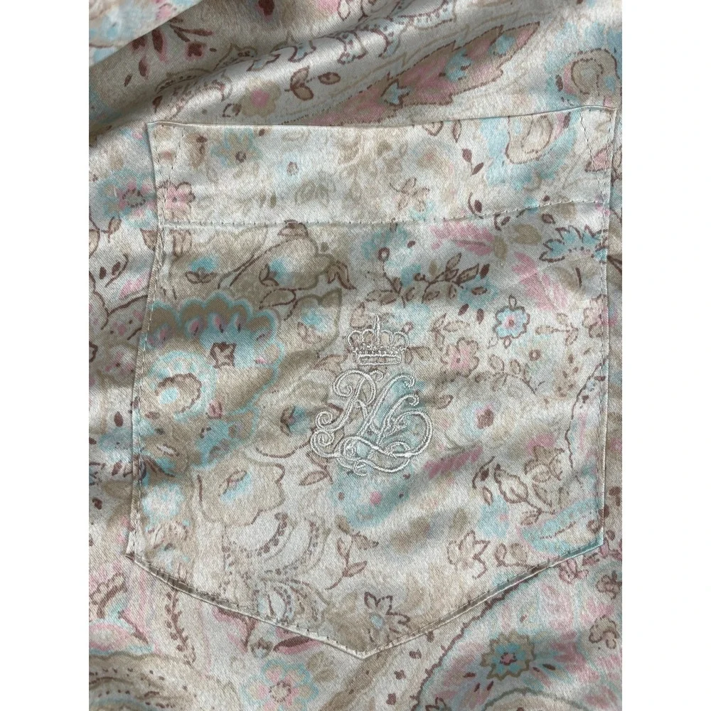 Lauren Ralph Lauren Paisley Nightgown Coquette Grandmacore Satin Pink Blue M - Picture 3 of 7
